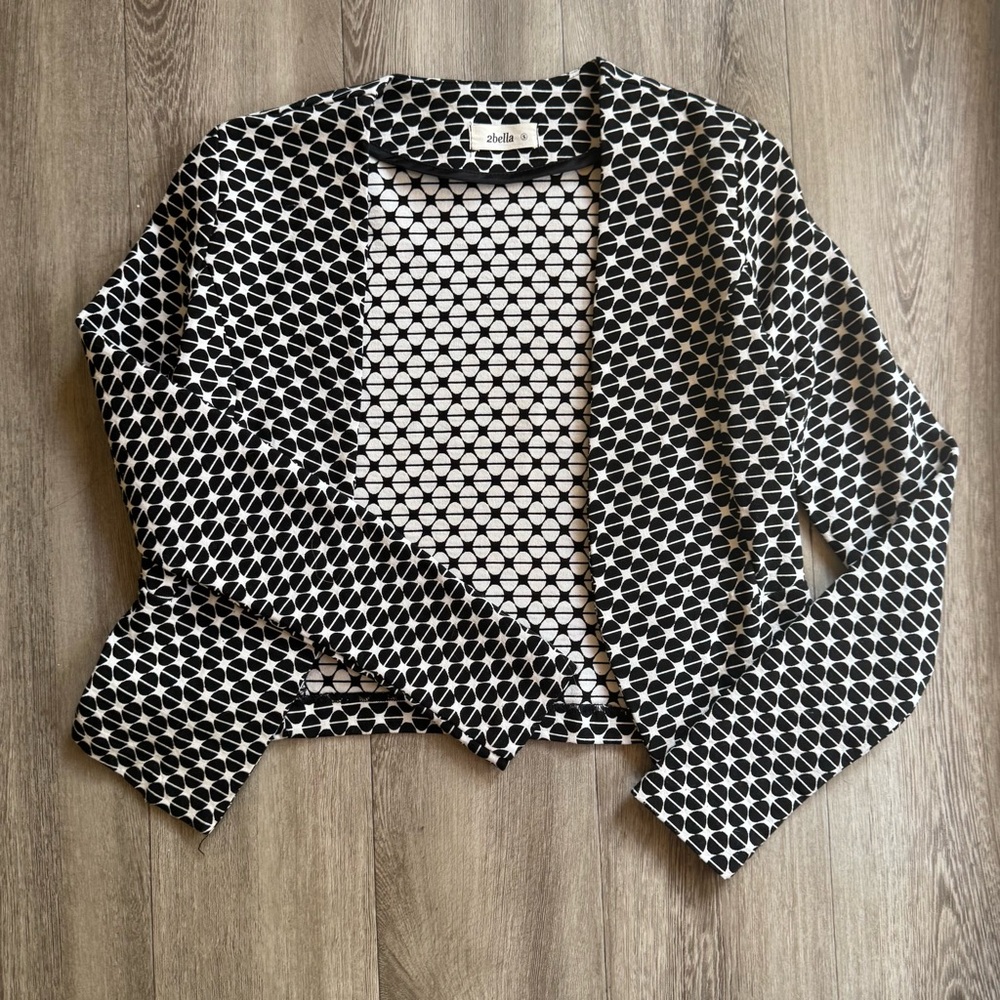 2Bella Black and White Spring Jacket Size S - Picture 2 of 12